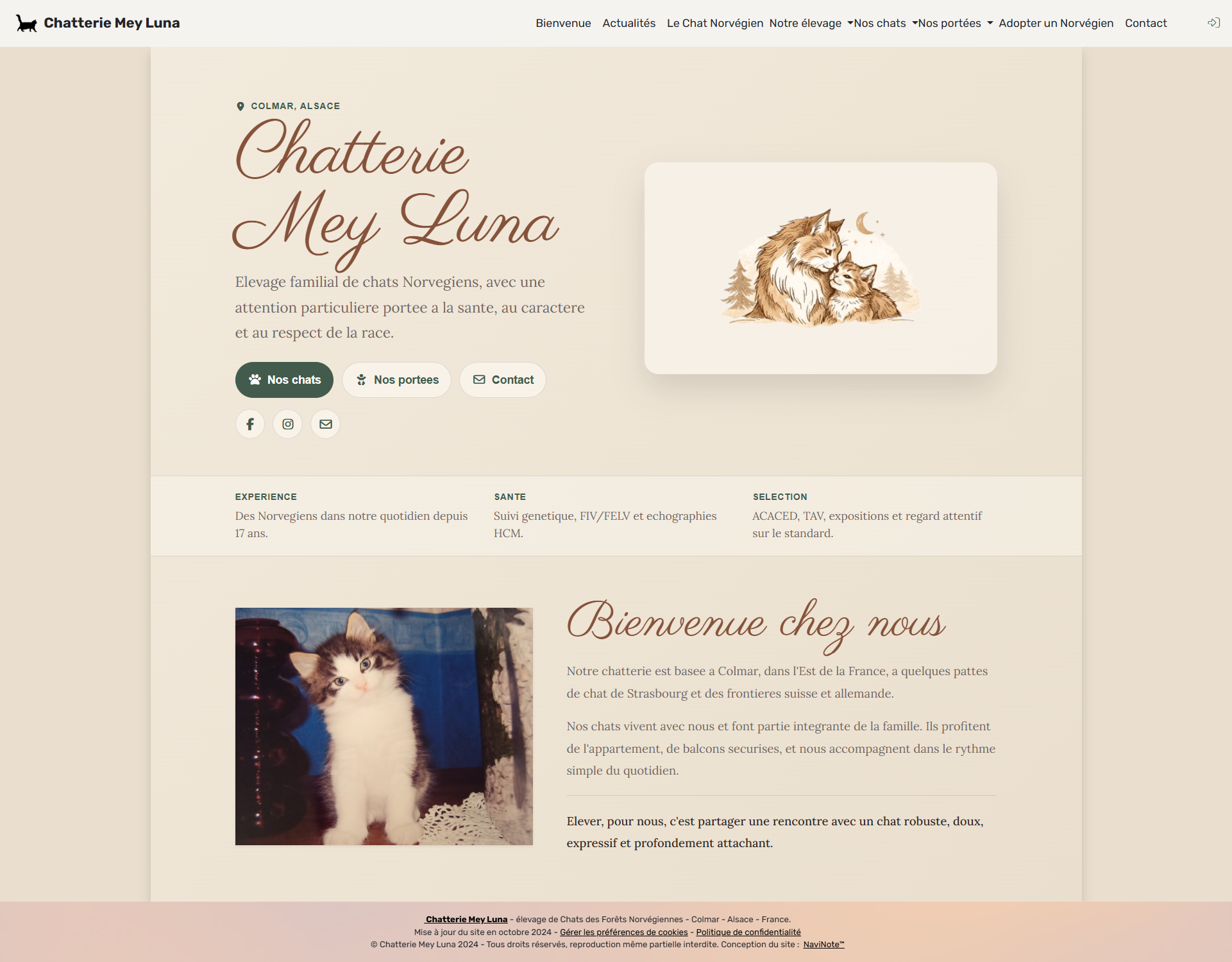 Ancienne page d’accueil de la Chatterie Mey Luna