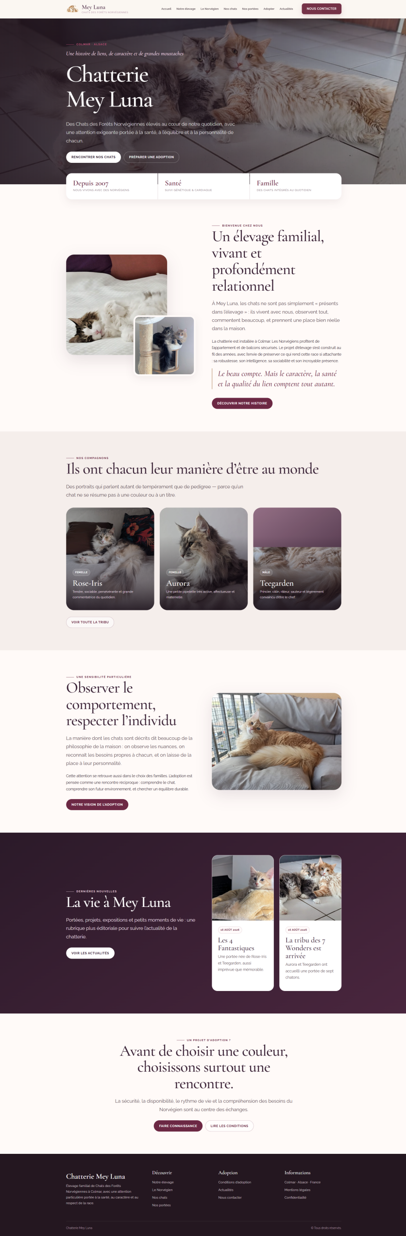 Nouvelle page d’accueil de la Chatterie Mey Luna
