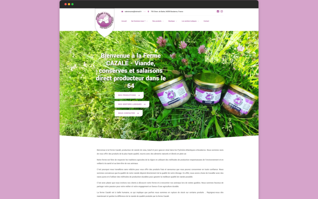 Site internet Ferme Cazalé
