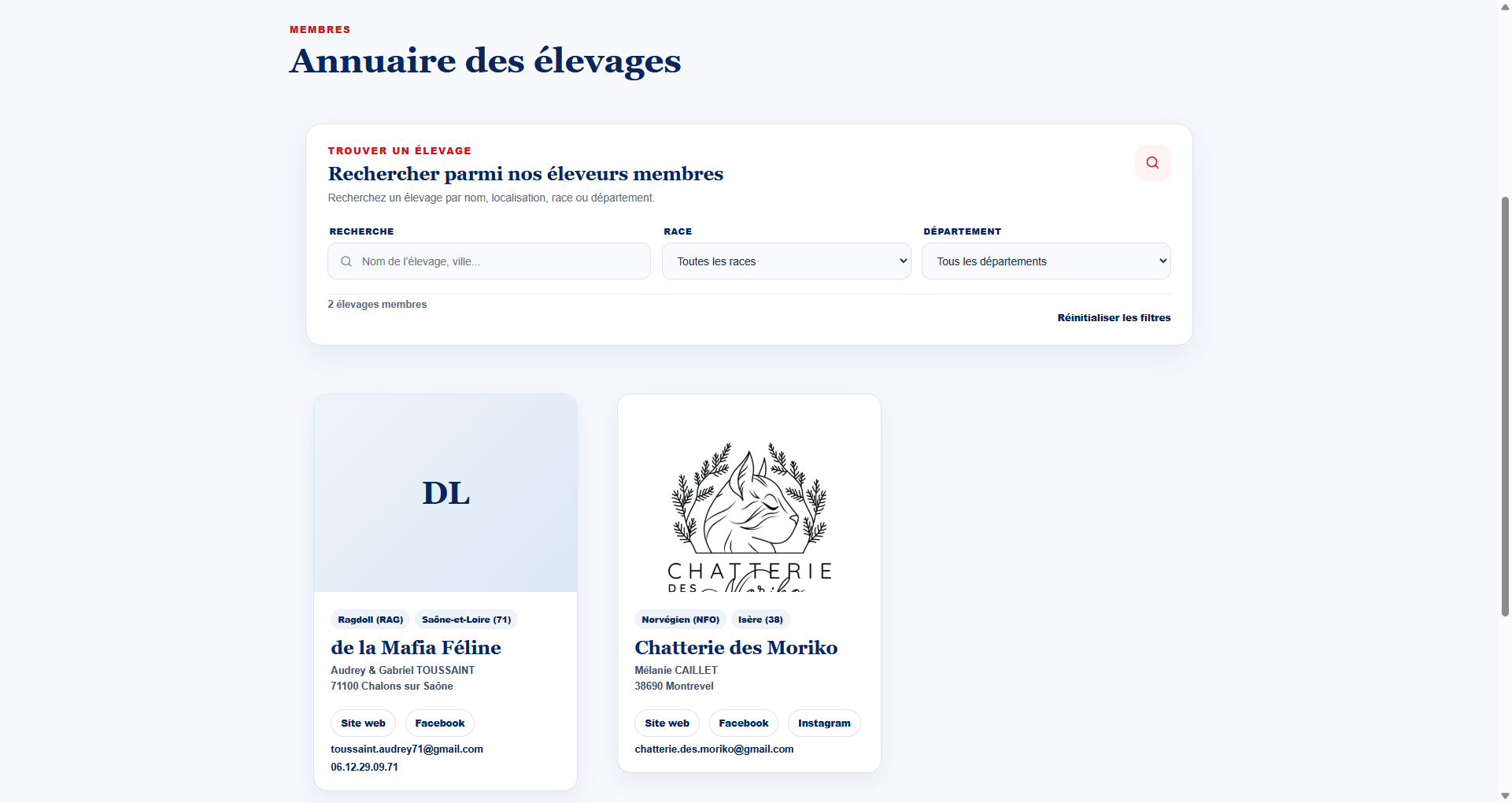 Annuaire des élevages membres du Cat Club Bourgogne Grand Est