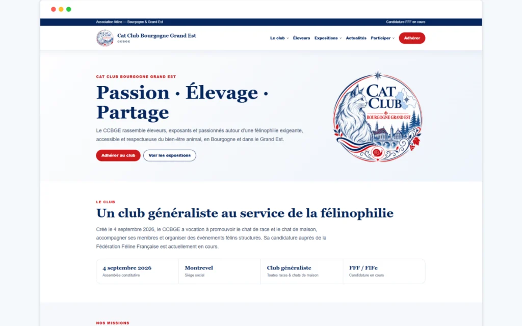 Site internet Cat Club Bourgogne Grand Est